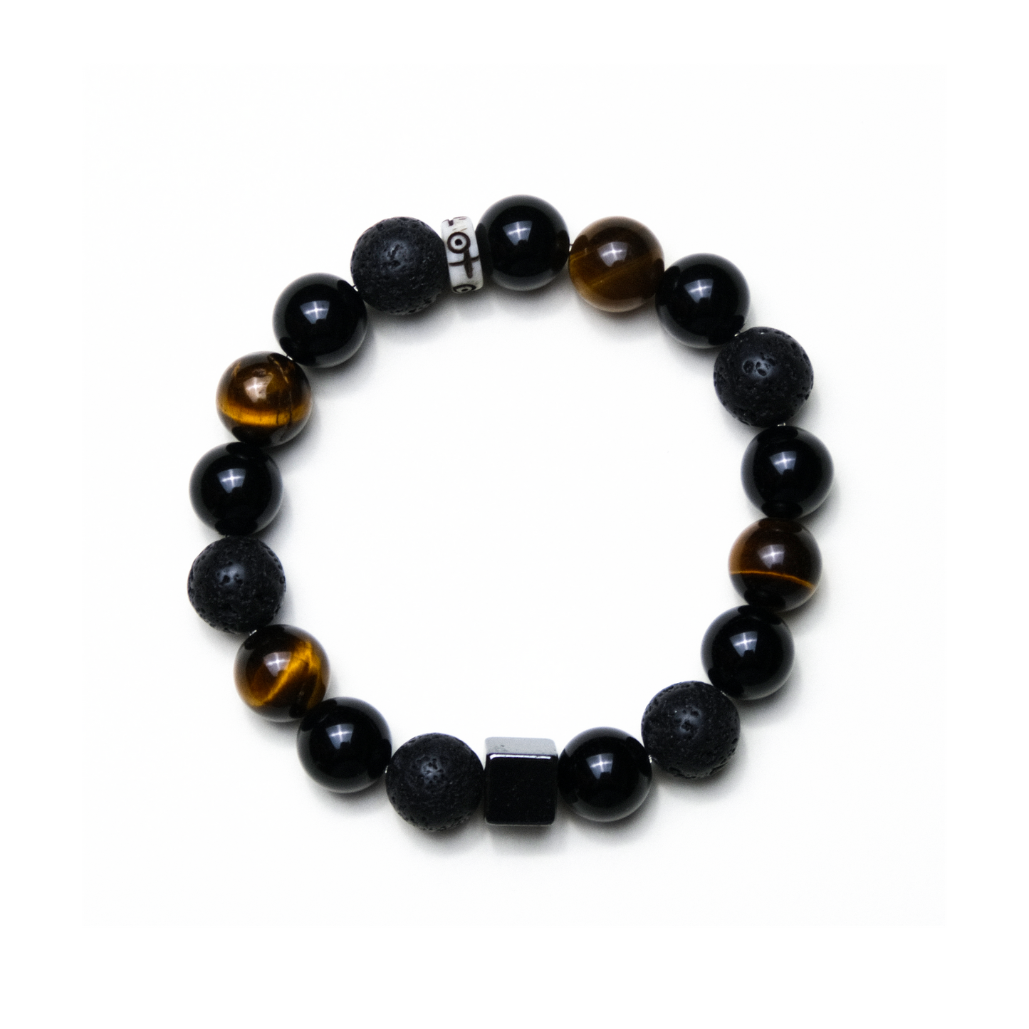 Volcanic Stone Tiger Eye and Black Onyx Bracelet