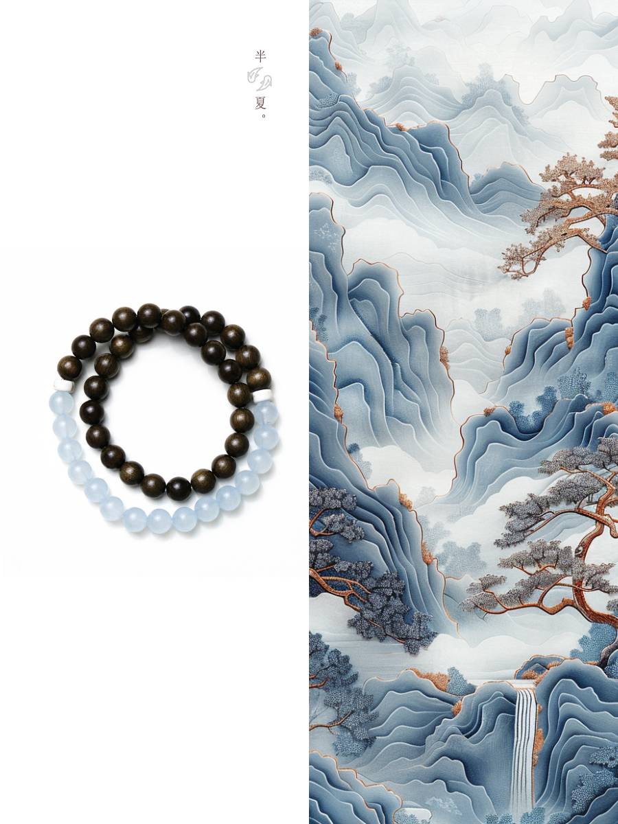 Prosperity Wood and Chalcedony Bracelet