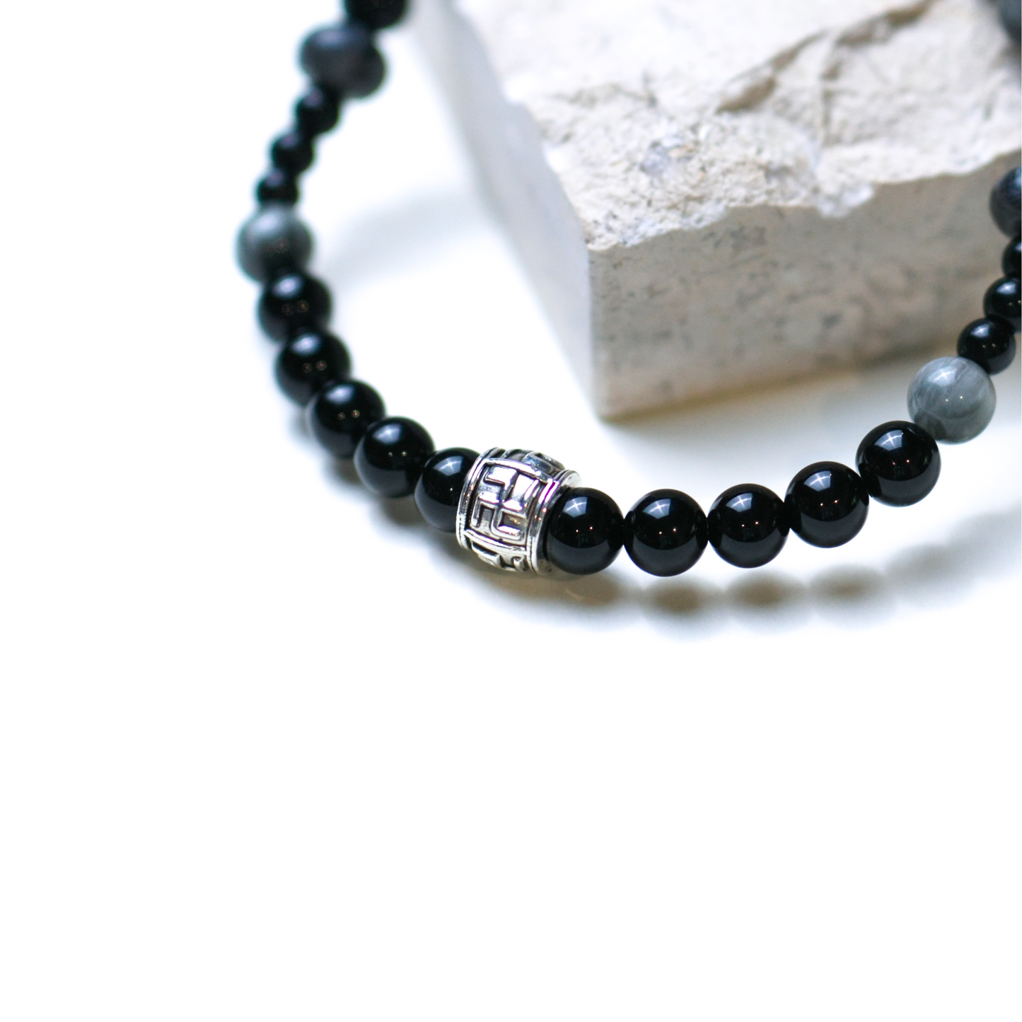 Protection and Balance Black Agate Bracelet