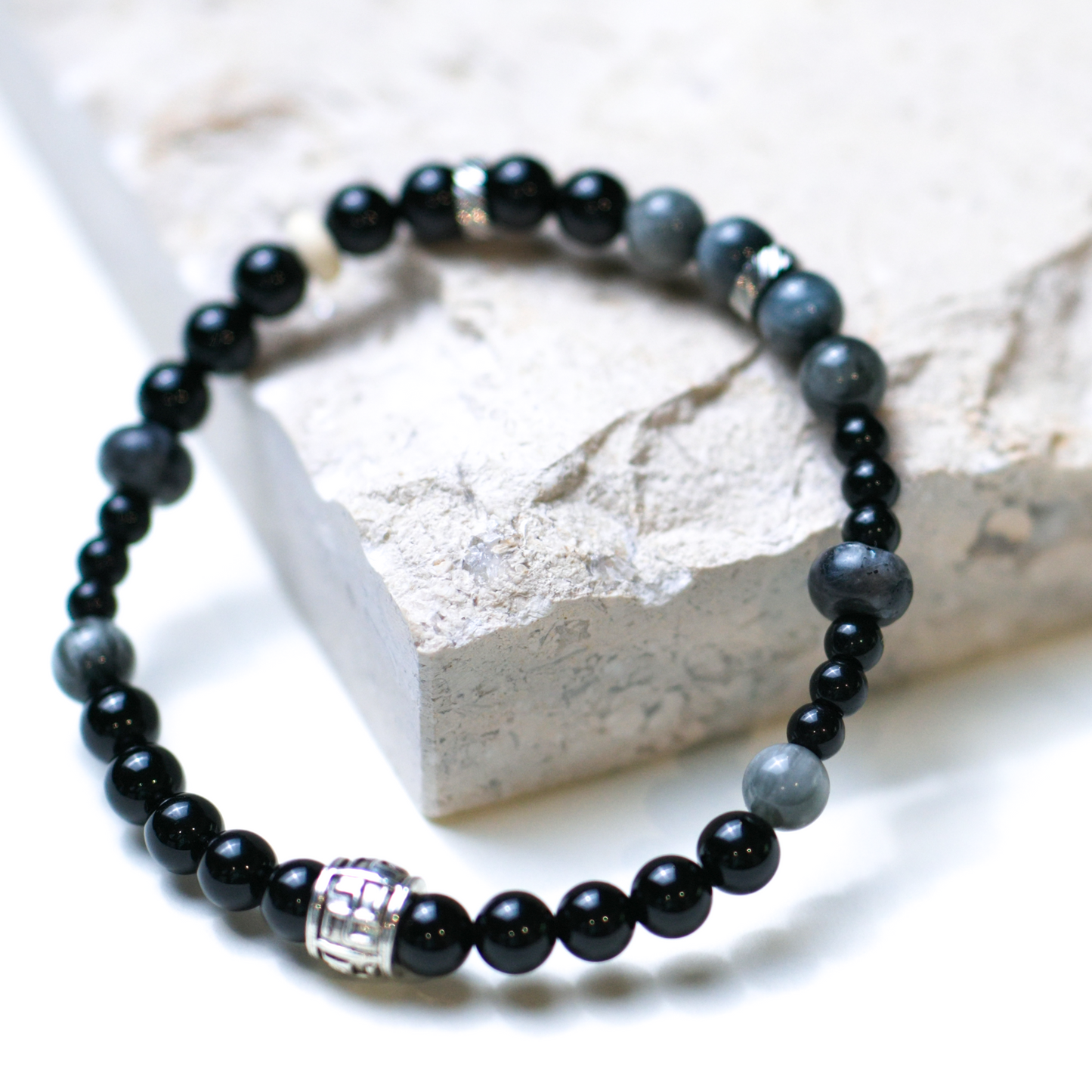 Protection and Balance Black Agate Bracelet