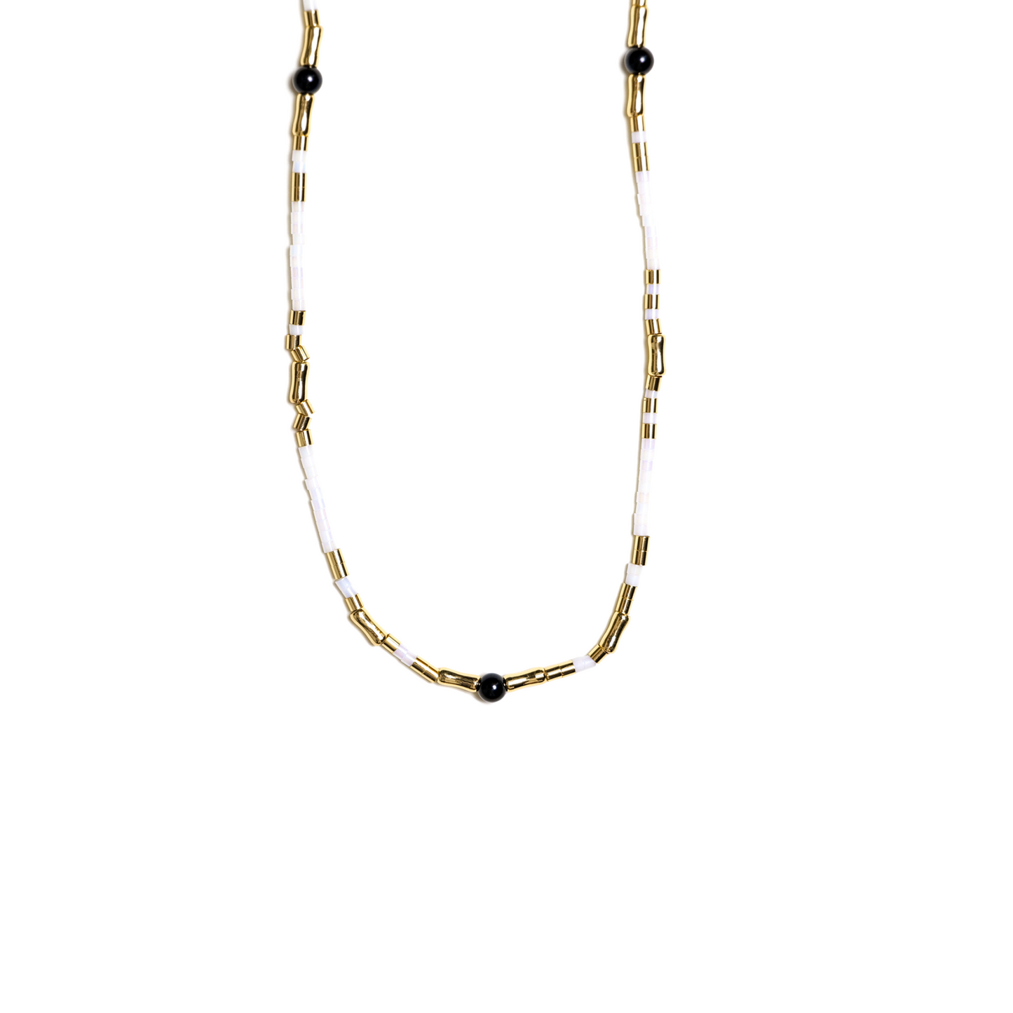 Black Agate and Shell Bead Necklace