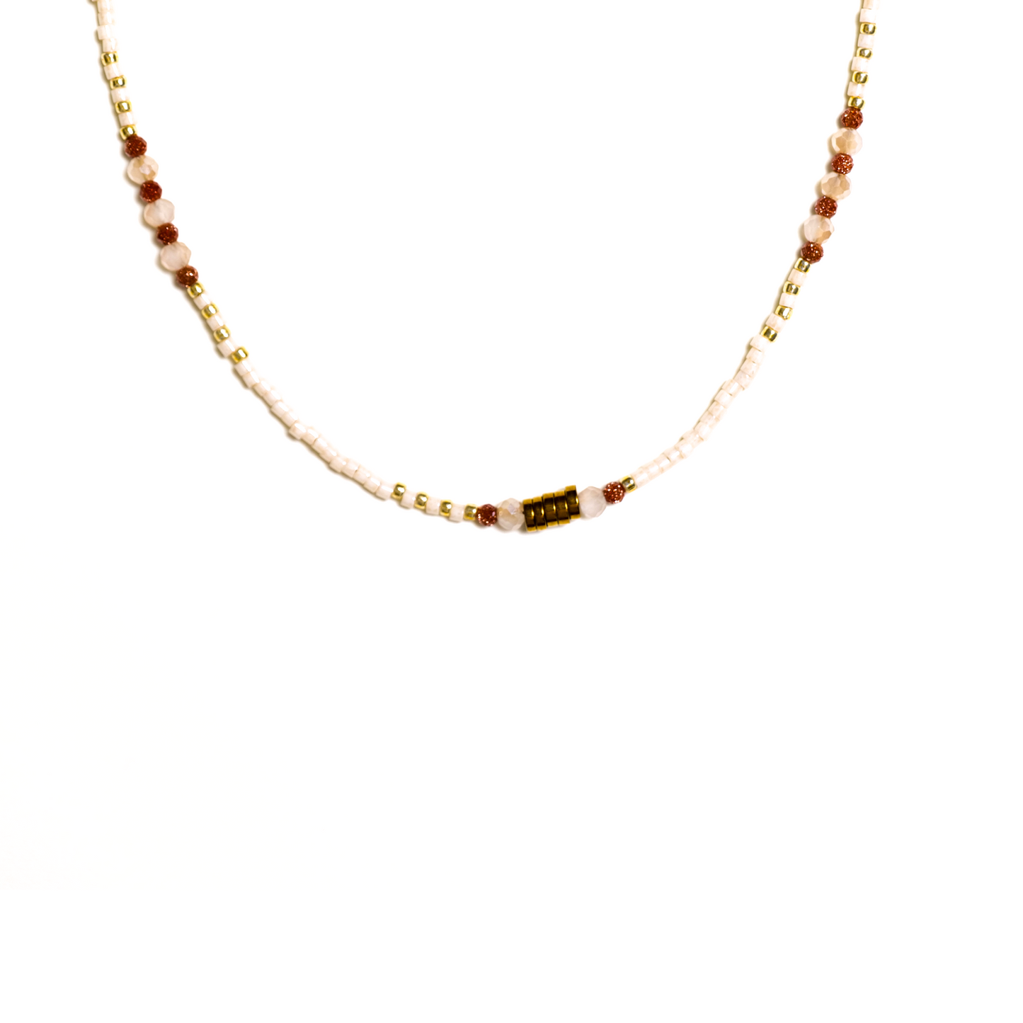 Elegant White Shell Bead Necklace with Golden Accents