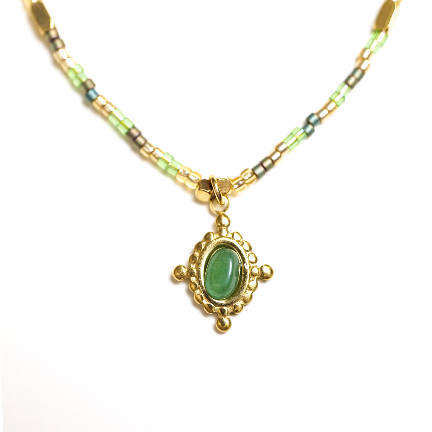 Green Jade Sunburst Necklace