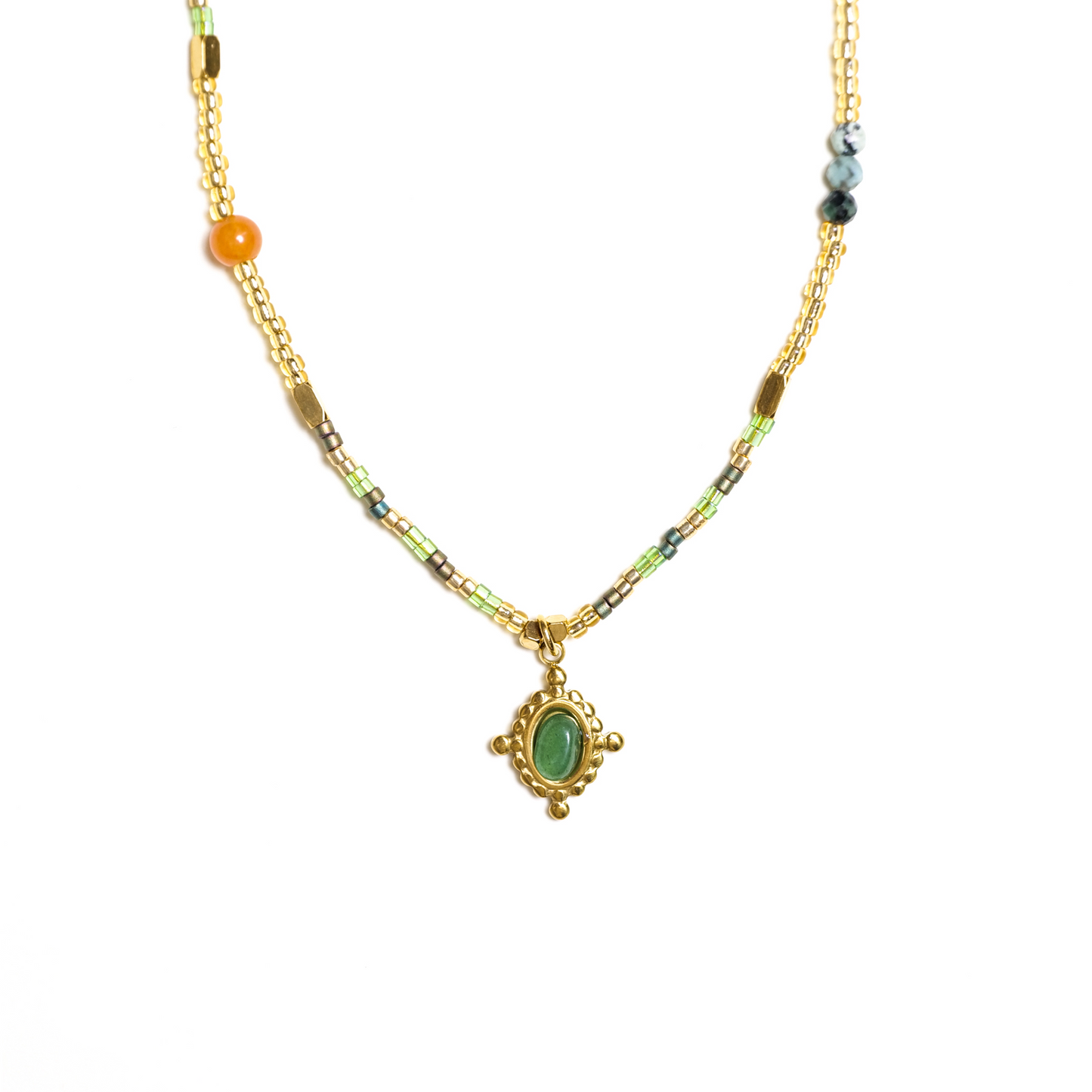 Green Jade Sunburst Necklace