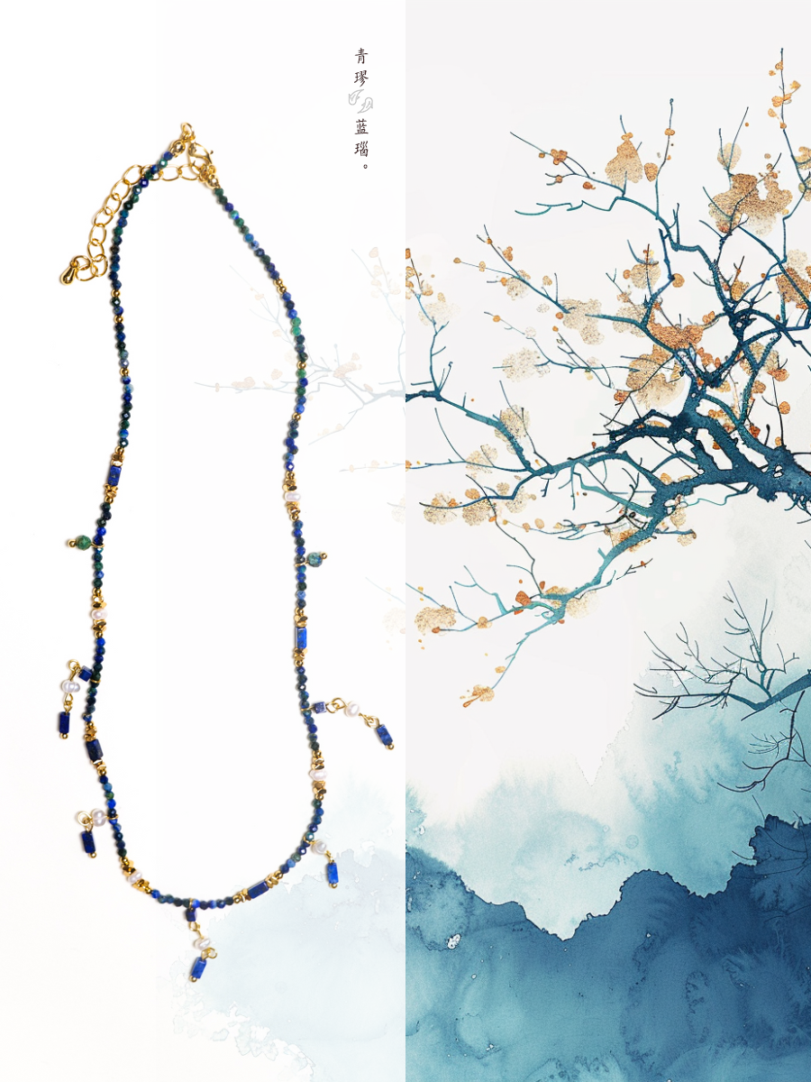 Lapis Lazuli and Green Crystal Harmony Necklace