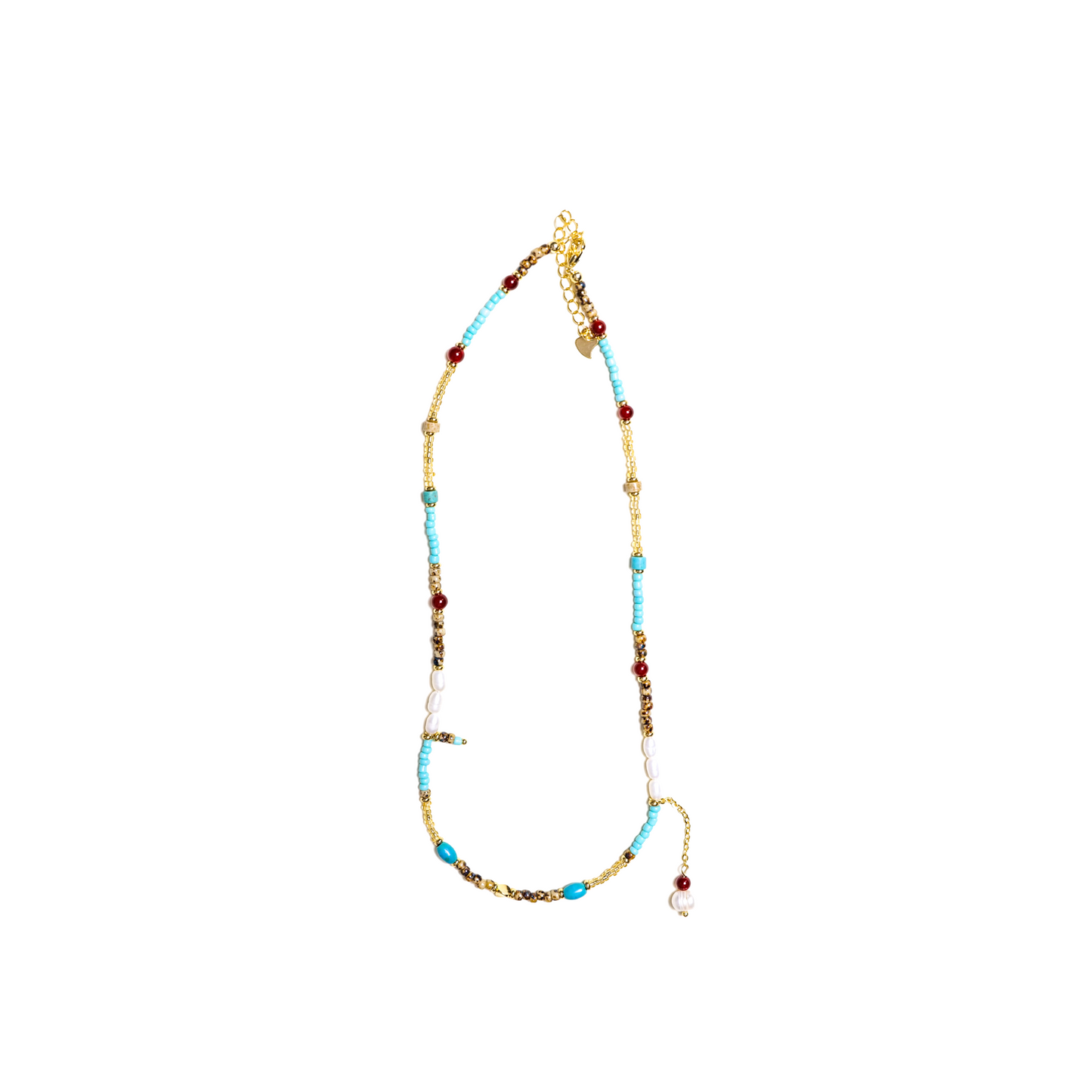 Turquoise and Pearl Buddhist Prayer Bead Necklace