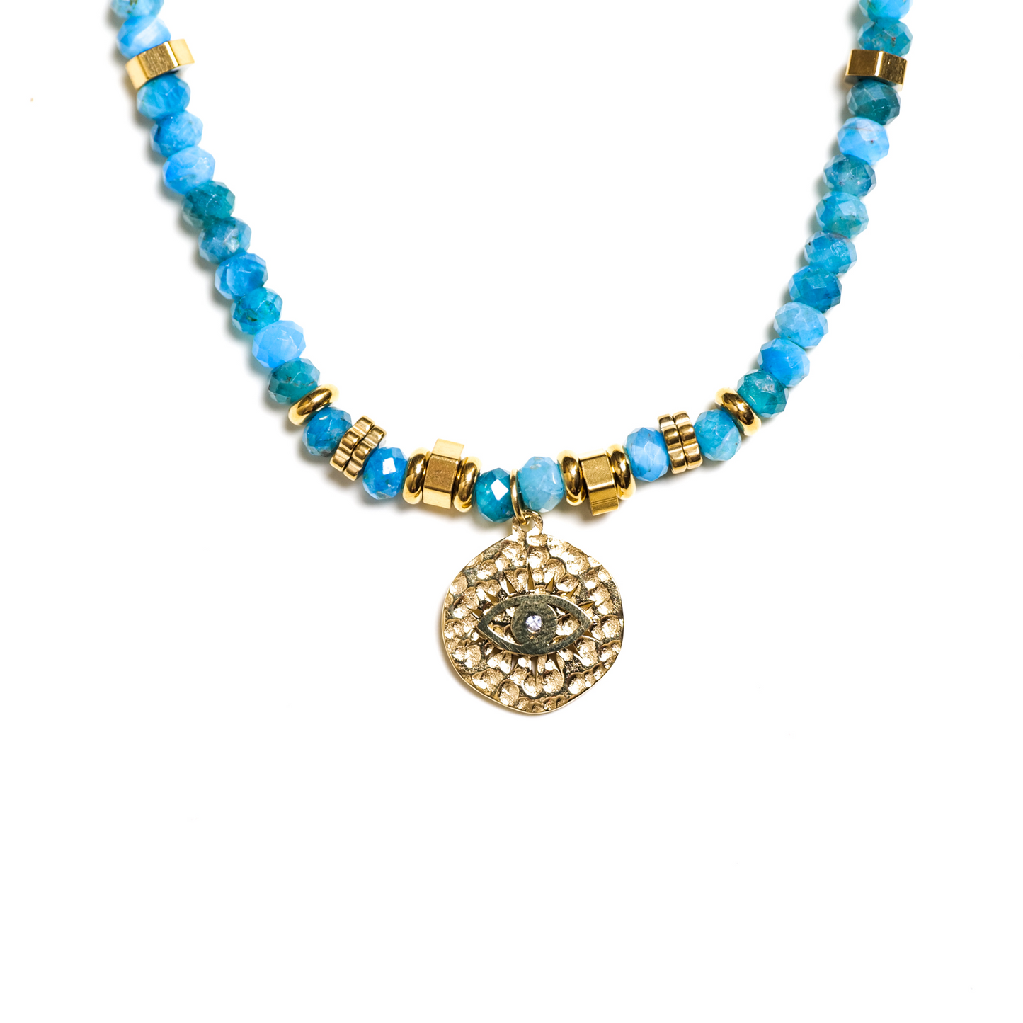 Turquoise Necklace with Evil Eye Pendant