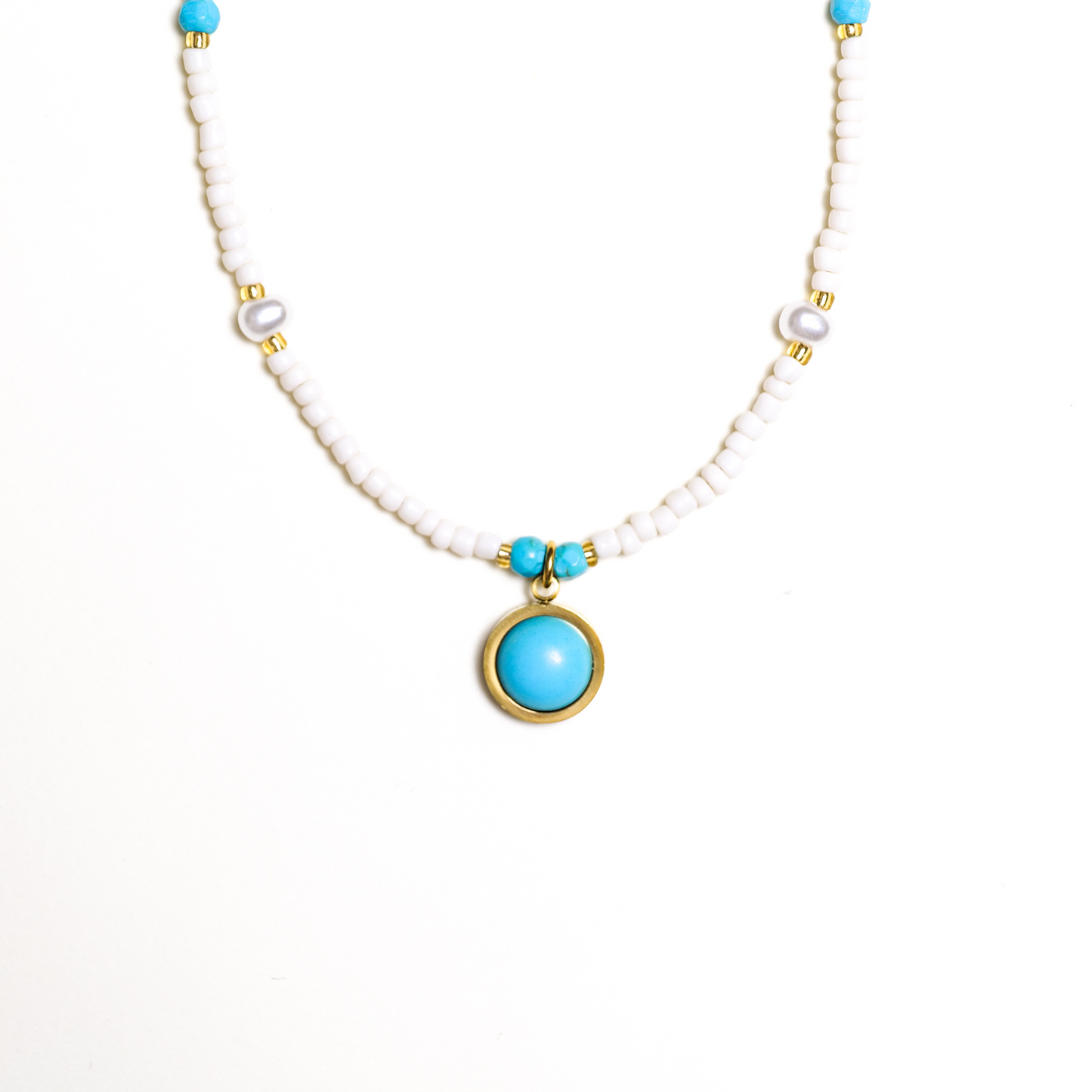 Turquoise and Pearl Spiritual Healing Necklace