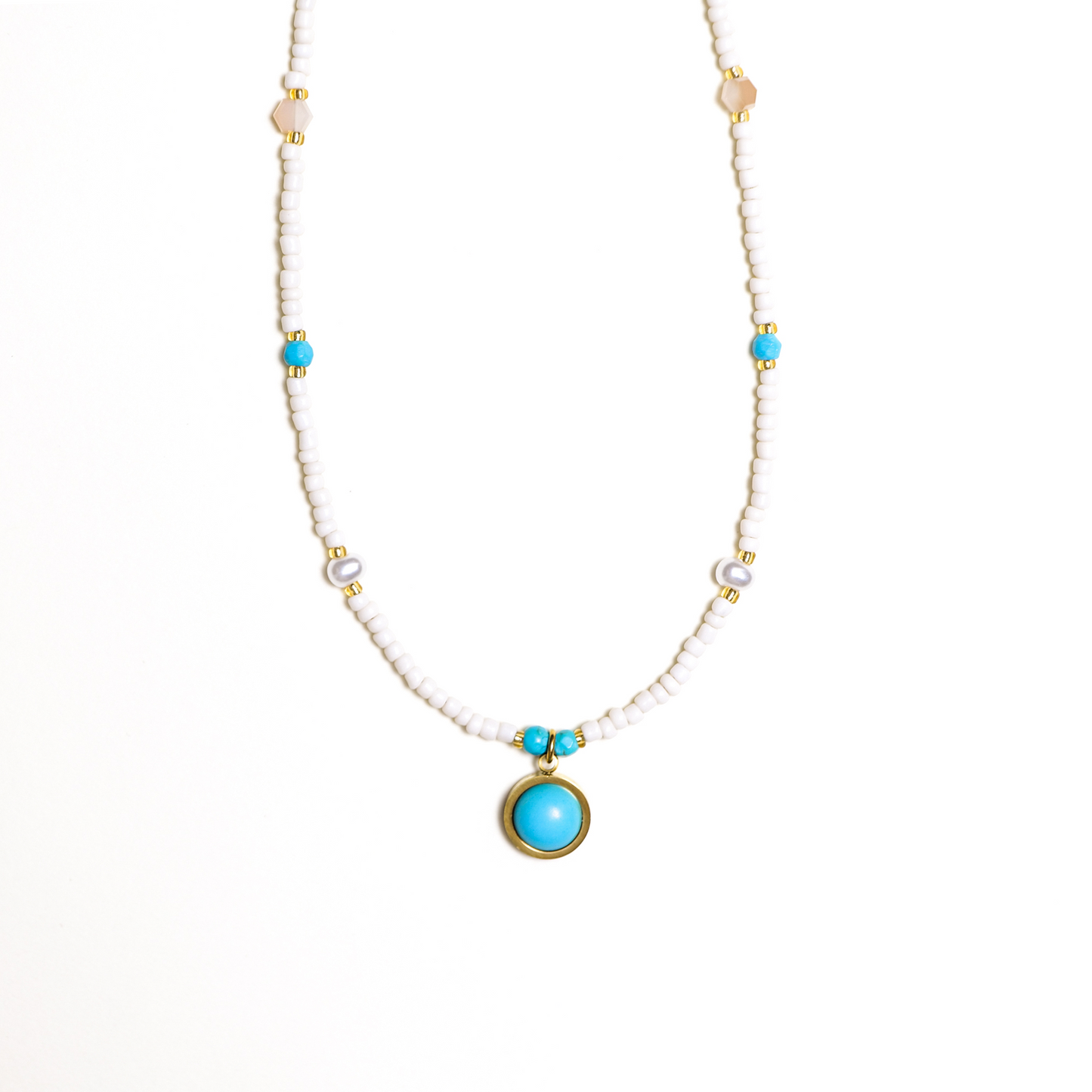 Turquoise and Pearl Spiritual Healing Necklace